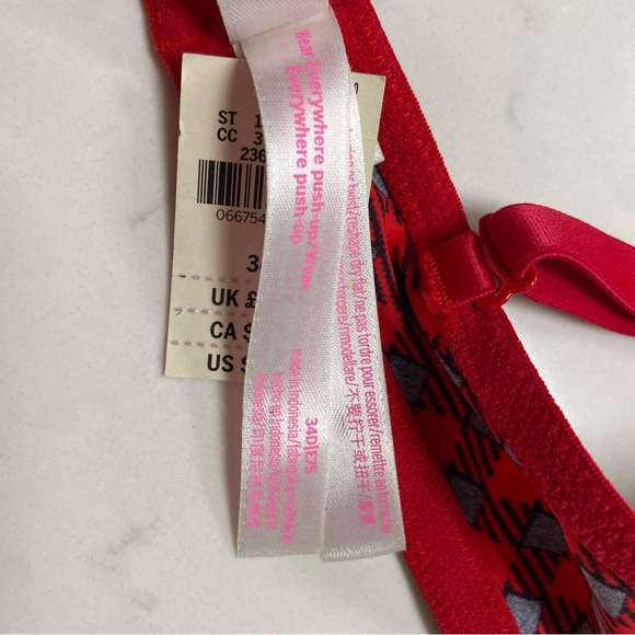Victoria's Secret PINK Bra 34D Wear Everywhere Push-Up Plaid with Logo - Picture 10 of 16